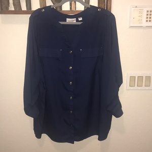 Blue military style shirt